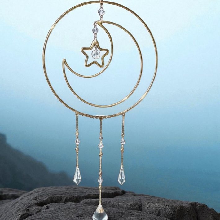 Atrapasol Luna y estrella cristalina